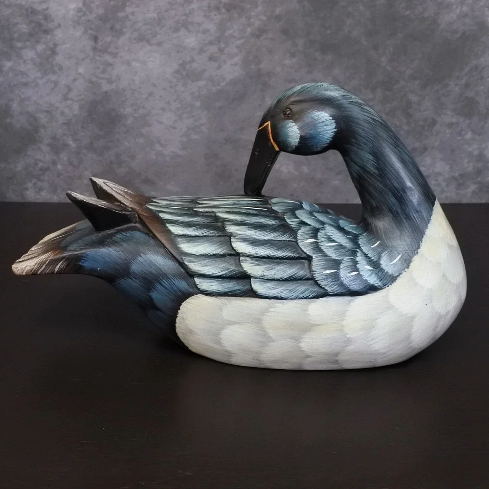 Vintage Folk Art Wooden Canada Goose Duck Decoy Hunting Farmhouse Decor